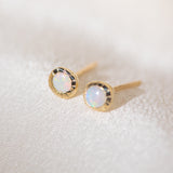 Pair of gold Heirloom Stud earrings with opal stones