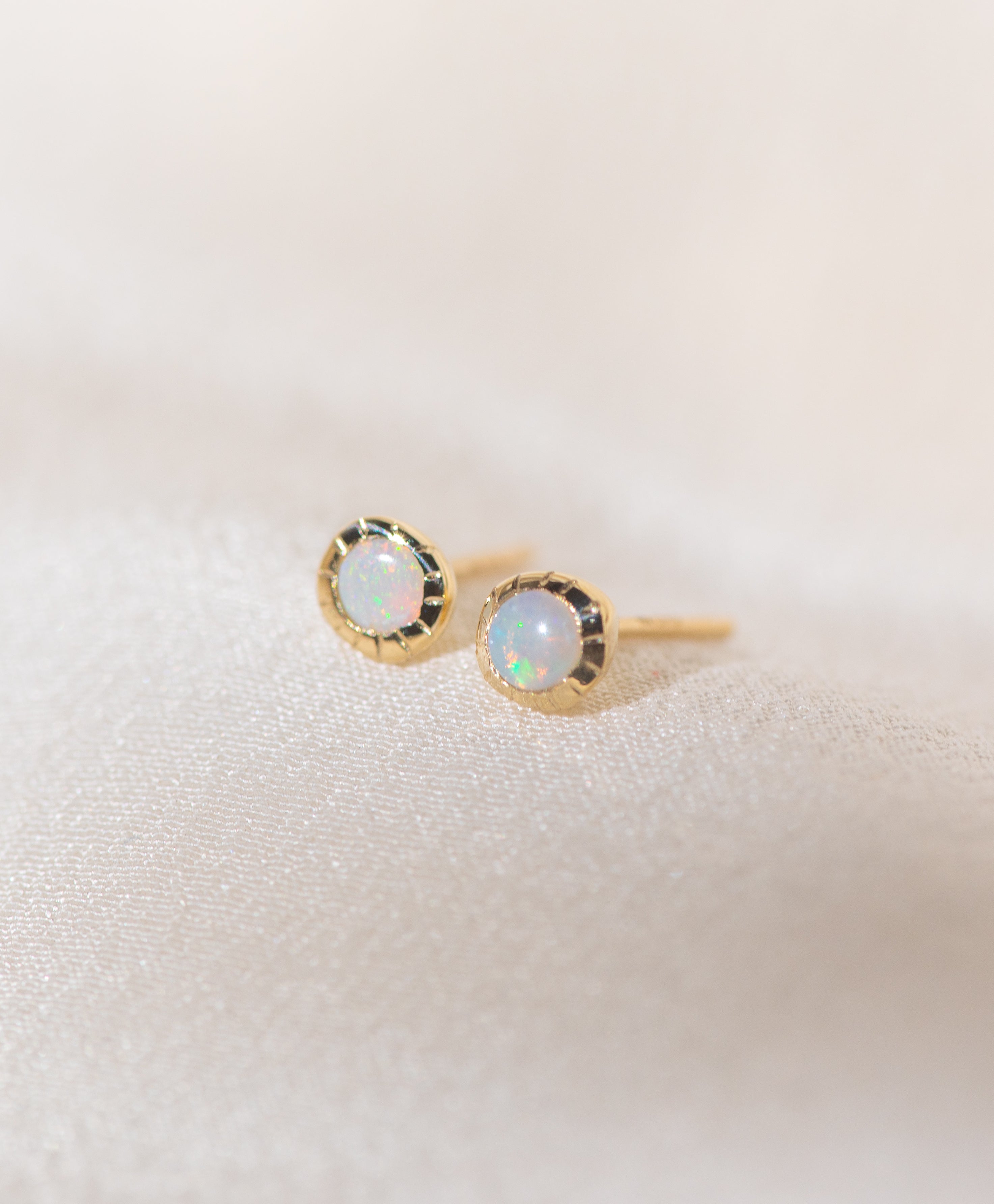 Pair of gold Heirloom Stud earrings with opal stones