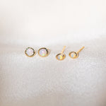 Pair of gold Heirloom Studs and Baby Heirloom Studs with opal stones