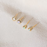 Pair of gold Heirloom Studs and Baby Heirloom Studs with opal stones