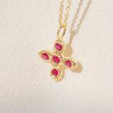 Gold Cross necklace with Ruby Stones