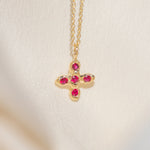 Gold Cross necklace with Ruby Stones