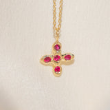 Gold Cross necklace with Ruby Stones