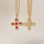 Gold Cross necklaces with Ruby and Diamond Stones