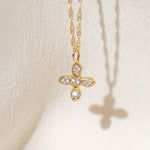 Gold Cross necklace with Black Diamond Stones