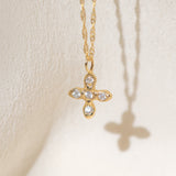 Gold Cross necklace with Black Diamond Stones