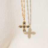 Gold Cross necklace with Black Diamond Stones