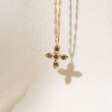 Gold Cross necklace with Black Diamond Stones