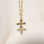 Gold Cross necklace with Black Diamond Stones