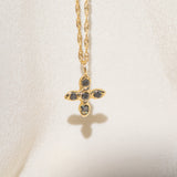 Gold Cross necklace with Black Diamond Stones