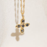 Gold Cross necklace with Black Diamond Stones