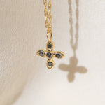 Gold Cross necklace with Black Diamond Stones