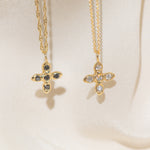 Gold Cross necklaces with Black and White Diamond Stones