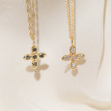 Gold Cross necklaces with Black and White Diamond Stones