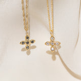 Gold Cross necklaces with Black and White Diamond Stones