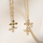 Gold Cross necklaces with Black and White Diamond Stones
