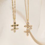Gold Cross necklaces with Black and White Diamond Stones