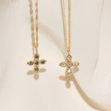 Gold Cross necklaces with Black and White Diamond Stones