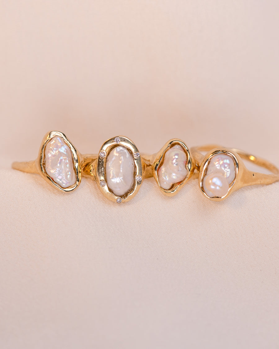 Mother Pearl Diamond Ring