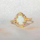 Cosmic Pastel Opal Solitaire Ring