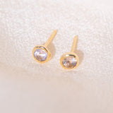 Pair of gold Heirloom Stud earrings with Morganite stones