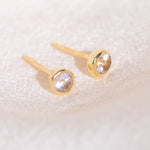 Pair of gold Heirloom Stud earrings with Morganite stones