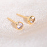Pair of gold Heirloom Stud earrings with Morganite stones