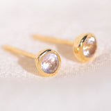 Pair of gold Heirloom Stud earrings with Morganite stones