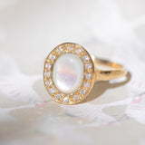 Pearl Halo Diamond Ring