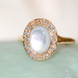 Pearl Halo Diamond Ring