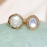 Pearl Halo Diamond Ring