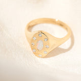 Opal Halo Signet Ring