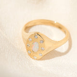 Opal Halo Signet Ring
