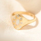 Opal Halo Signet Ring