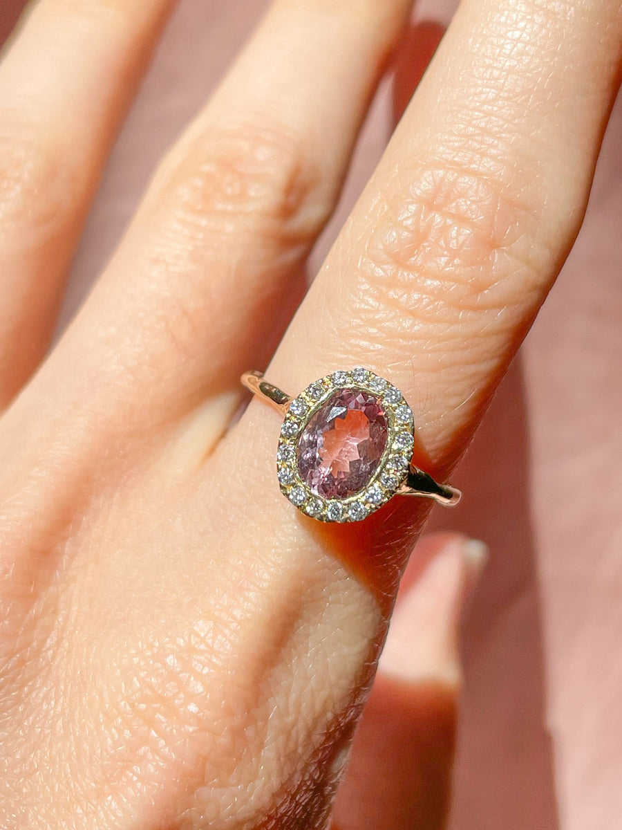 Pink Tourmaline Halo Ring