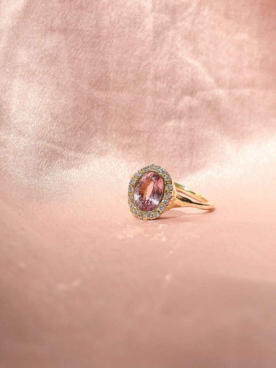 Pink Tourmaline Halo Ring