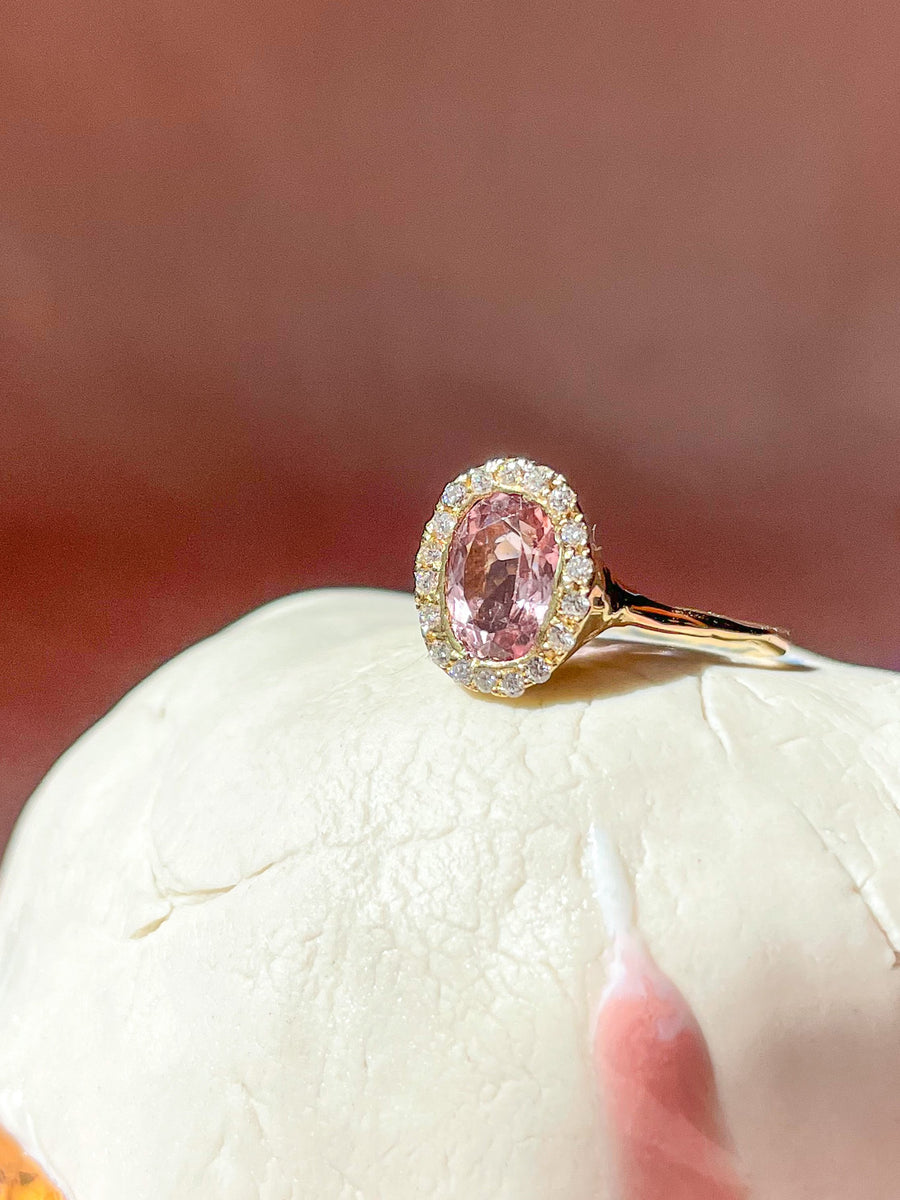Pink Tourmaline Halo Ring