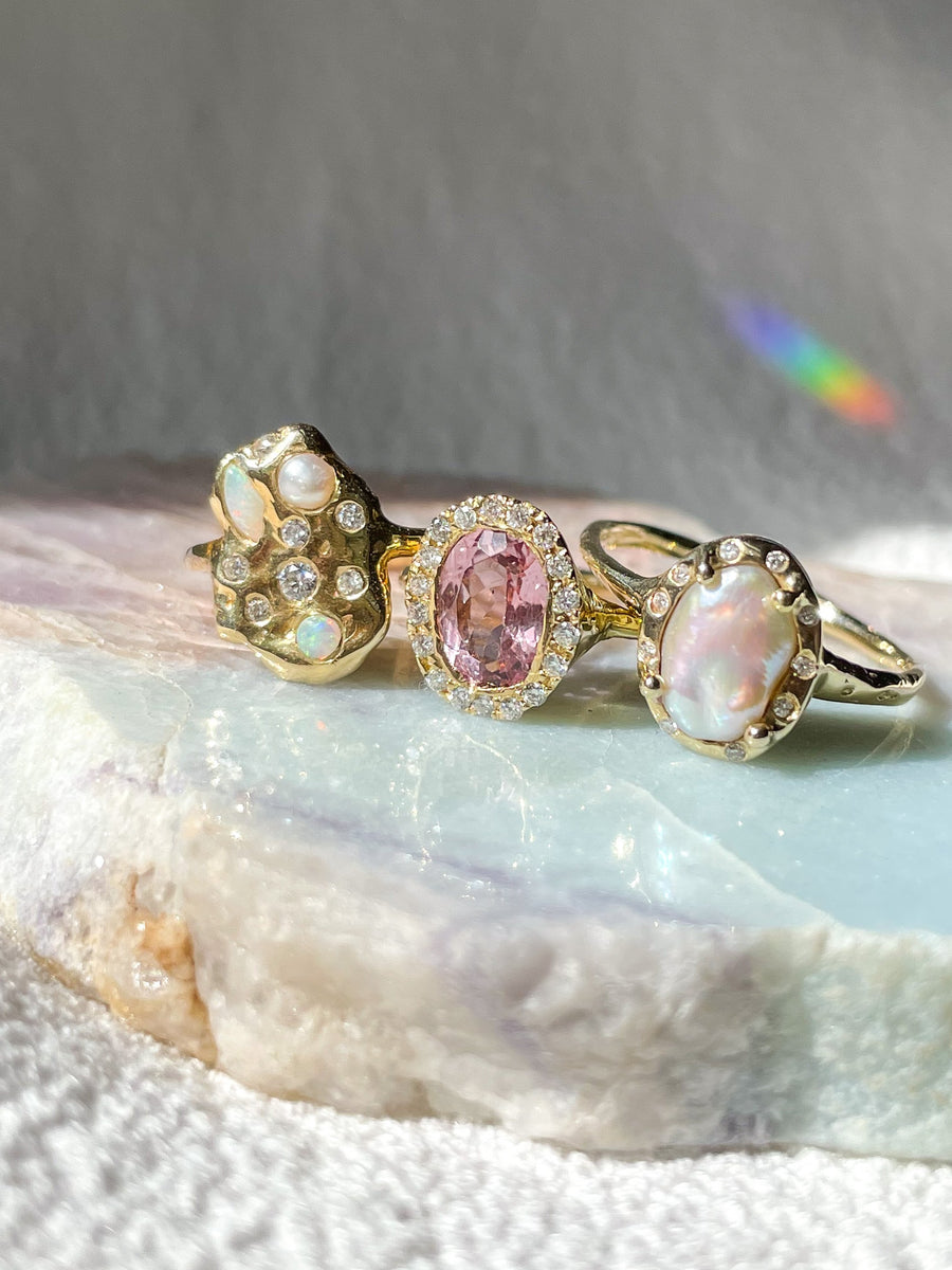 Pink Tourmaline Halo Ring