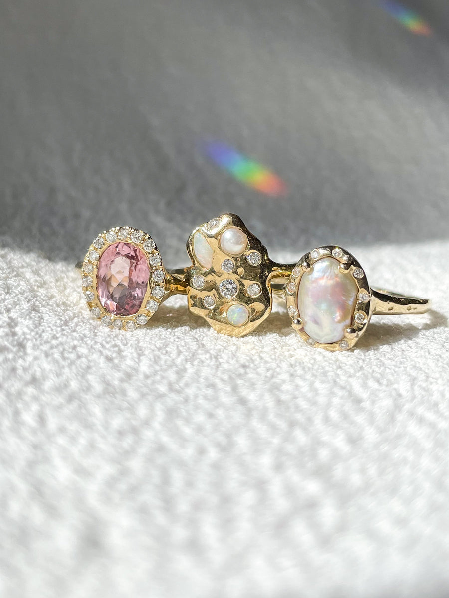 Pink Tourmaline Halo Ring