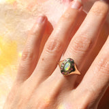 Opal Halo Signet Ring