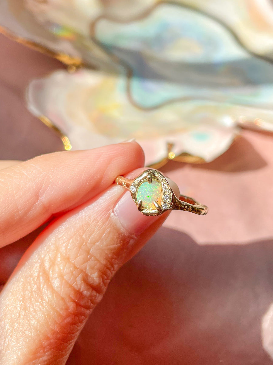 Cosmic Confetti Diamond Dusted Opal Ring