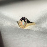 Opal Halo Signet Ring