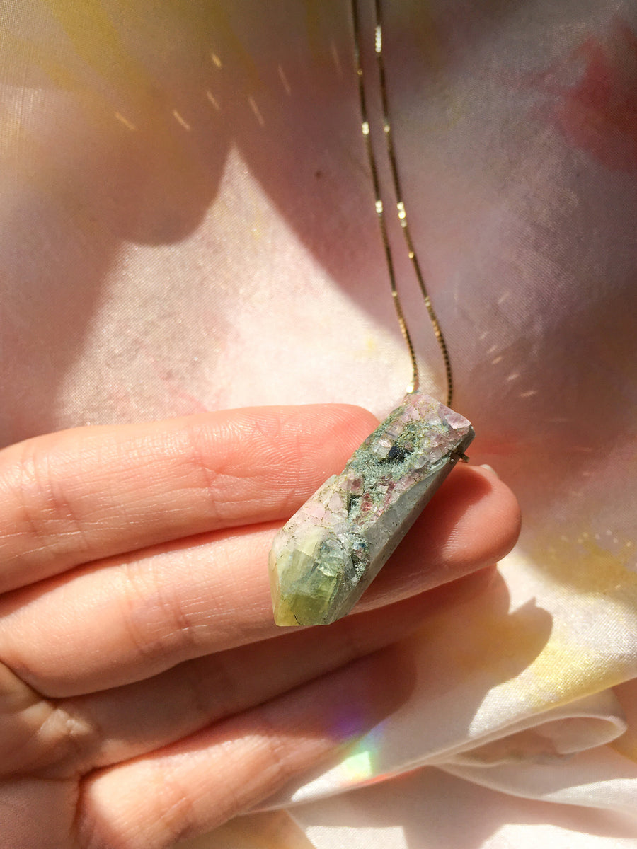 Green + Pink Tourmaline Pendant