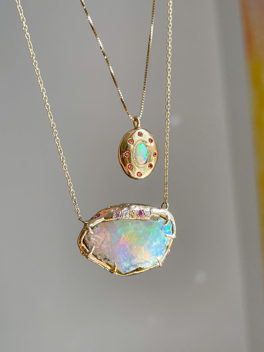 Pink Fire Opal Necklace Gold Crown Opal Birthstone Locket Necklace Keepsake  October Birthday Gift Fire Opal Necklace - Etsy