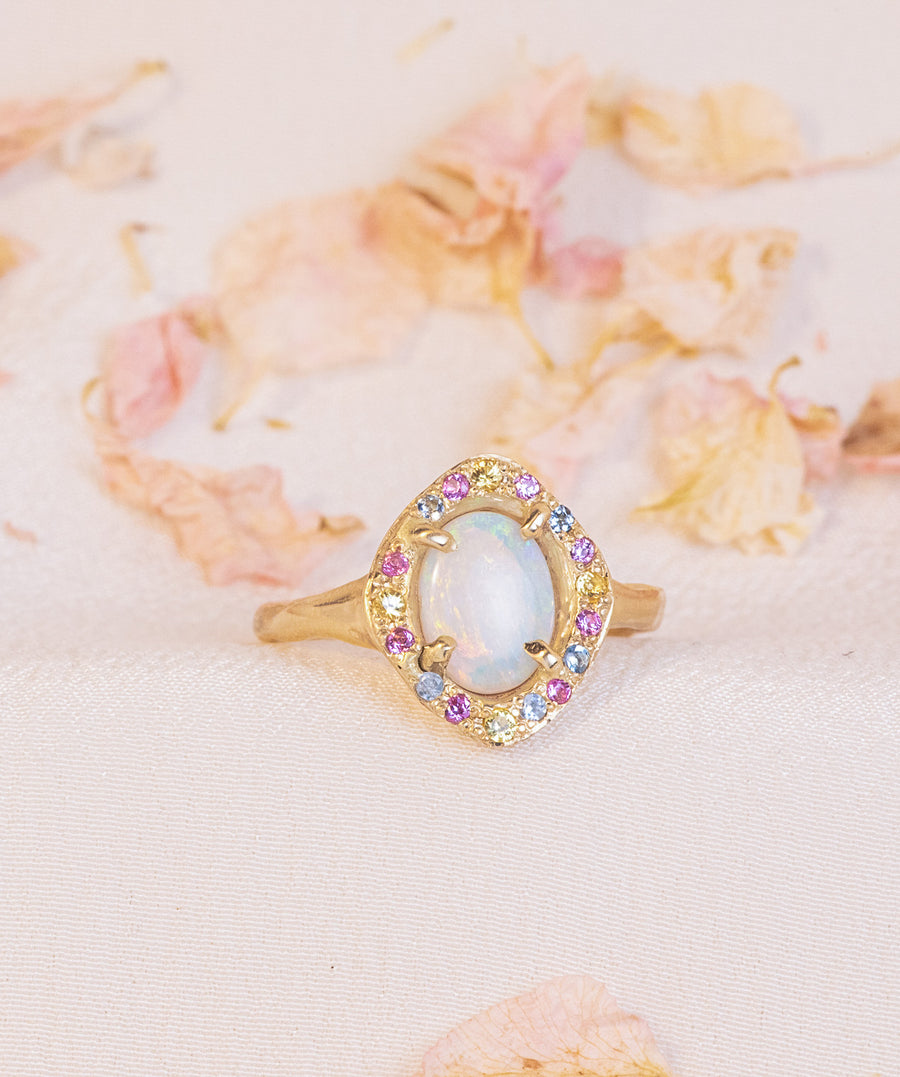 Cosmic Pastel Opal Solitaire Ring